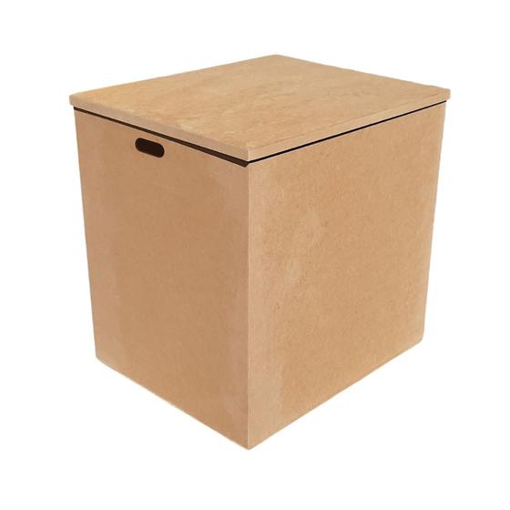 Imagem de Caixa Retangular Grande com Alça Tampa Sapato 52x43x53 Mdf 4mm Madeira
