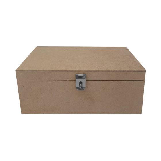 Imagem de Caixa Retangular para Mini Chandon com Dobradiça e Fecho 1 Divisoria 28x16x8 Kit 10un Mdf Madeira