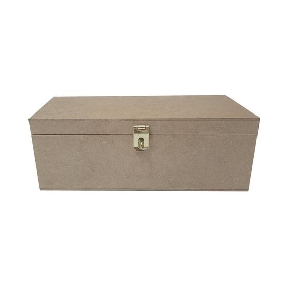 Imagem de Caixa Retangular para Mini Chandon com Dobradiça e Fecho 25x10x9 Kit 5un Mdf Madeira
