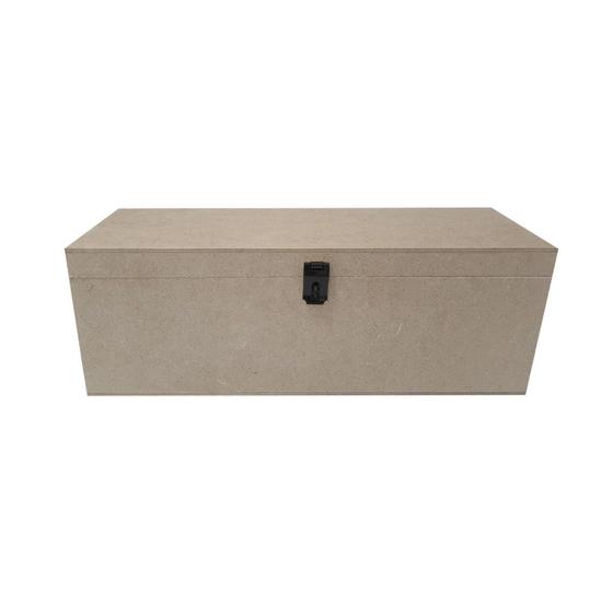 Imagem de Caixa Retangular para Vinho com Dobradiça e Fecho 33x11x11 Kit 3un Mdf Madeira