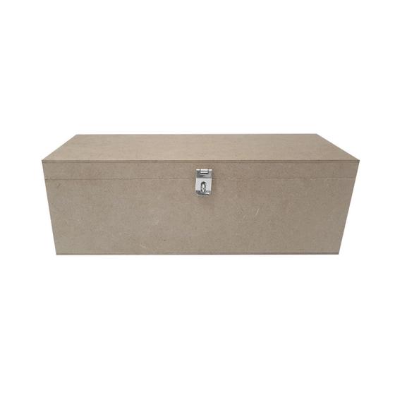 Imagem de Caixa Retangular para Vinho com Dobradiça e Fecho 33x11x11 Kit 5un Mdf Madeira