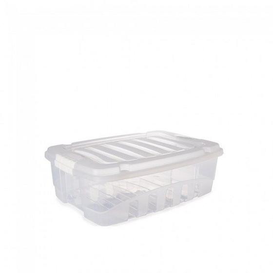 Imagem de Caixa retangular Plástica Gran Box 8,5 litros com tampa na cor branco - Plasútil