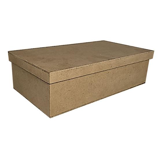 Imagem de Caixa Retangular Tampa Sapato com 3 Divisorias Kit 10un 28x15x8 Madeira Mdf