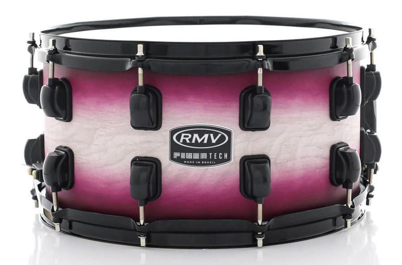 Imagem de Caixa RMV FiberTech Pink Wood Burst 14x8 Casco Híbrido com Aros Inoxidáveis 1,7mm (Exclusiva)