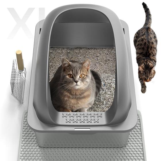 Imagem de Caixa Sanitária para Gatos Geoorood XL em Aço Inoxidável - Lados Altos