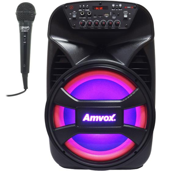 Imagem de Caixa Som Amplificada Portátil Bluetooth 480W Rms Led Bateria Tws Amvox Aca 480 Viper II Microfone