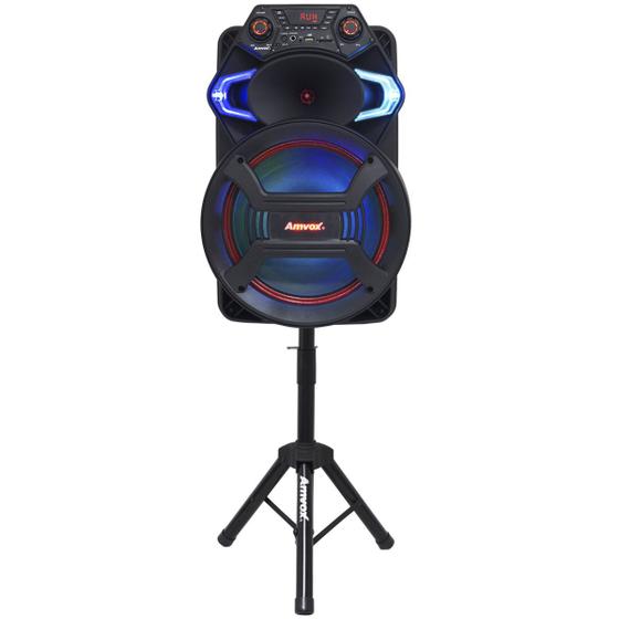 Imagem de Caixa Som Amplificada Portátil Bluetooth 550W Rms Fm Usb Led Tws Bateria ACA 550 Strondo II Pedestal