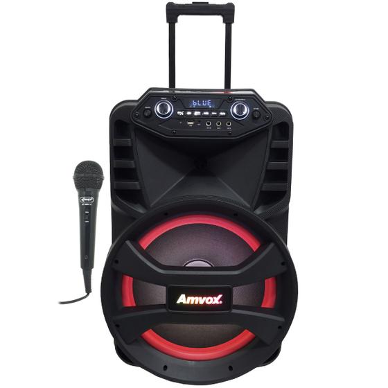 Imagem de Caixa Som Amplificada Portátil Bluetooth 880W Rms Usb Mp3 Led Aux Tws Amvox ACA 880 Vegas Microfone
