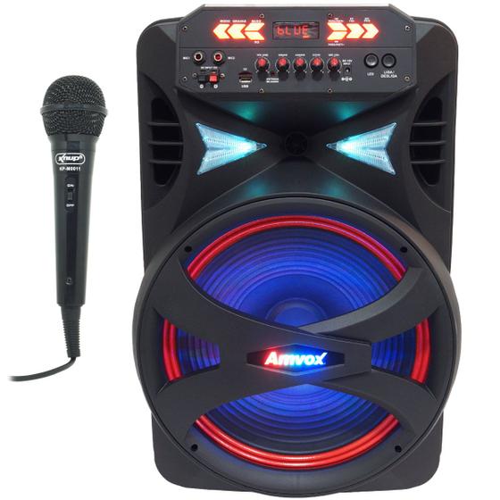 Imagem de Caixa Som Amplificada Portátil Bluetooth Tws 850W Rms Mp3 Usb Led ACA 855 Pancadão II + Microfone