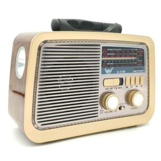 Imagem de Caixa Som Antiga Radio Portátil Retro Presente - Bluetooth Am Fm Sd Usb - PRETA