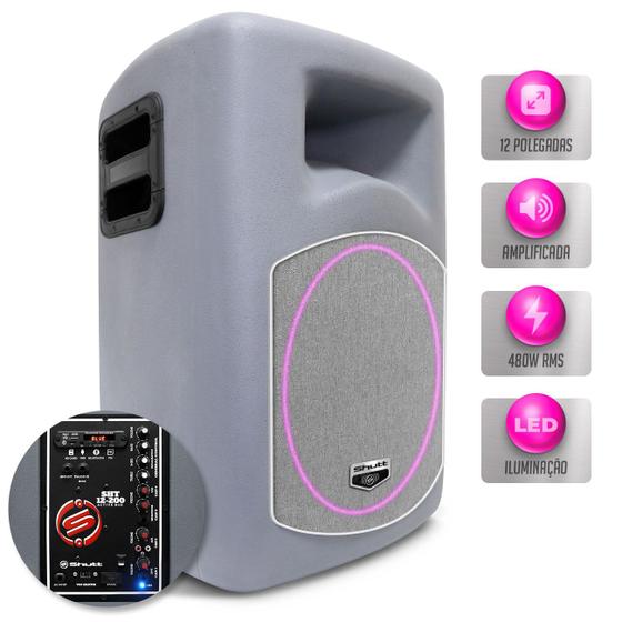 Imagem de Caixa Som Ativa Shutt Retrô 480w RMS Bluetooth Rádio FM USB P10 Bivolt Retorno Ambiente Completa LED