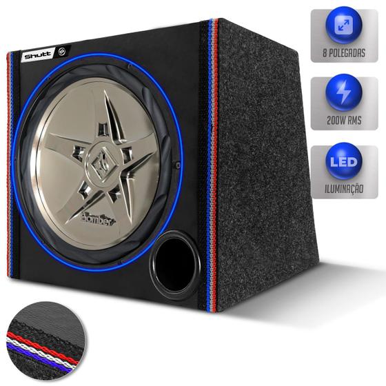 Imagem de Caixa Som Automotivo 200w Subwoofer Bomber 12 Polegadas Edge Grave Forte Porta Malas Dutada Led Neon