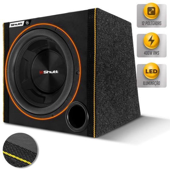 Imagem de Caixa Som Automotivo Shutt 400w Subwoofer 12 Polegadas Dutada Grave Forte Porta Mala Led Neon