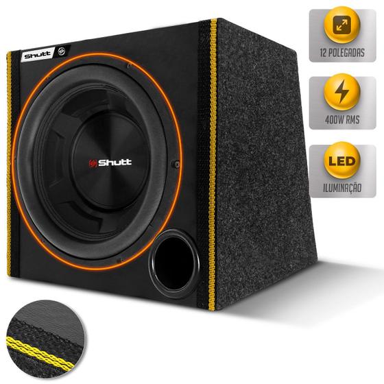 Imagem de Caixa Som Automotivo Shutt 400w Subwoofer 12 Polegadas Dutada Grave Forte Porta Mala Led Neon