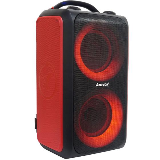 Imagem de Caixa Som Bluetooth Portátil Amplificada 600W Rms Bateria Potente Vermelho Amvox Aca 600 Bagvox