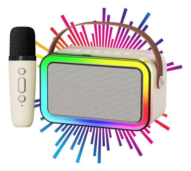 Imagem de Caixa Som Com Microfone Infantil Caixinha Bluetooth Karaoke
