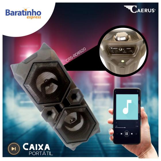 Imagem de Caixa Som Portátil Bluetooth Alto Falante Rádio FM USB 40cm