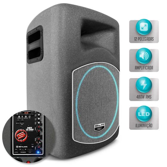 Imagem de Caixa Som Shutt Ativa Bivolt 480W Bluetooth USB Subwoofer Connect 12 Pol + Driver Titanium LED