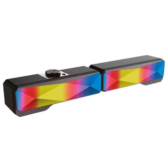 Imagem de Caixa Som Soundbar Knup Hórus 2.0, 10W Rms, Led Rgb, Plug P2