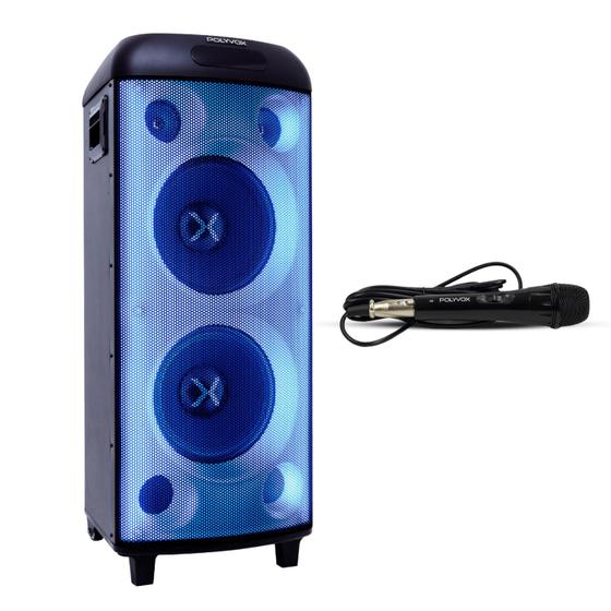 Imagem de Caixa Som Torre Polyvox Bluetooth 2000W + Microfone com fio