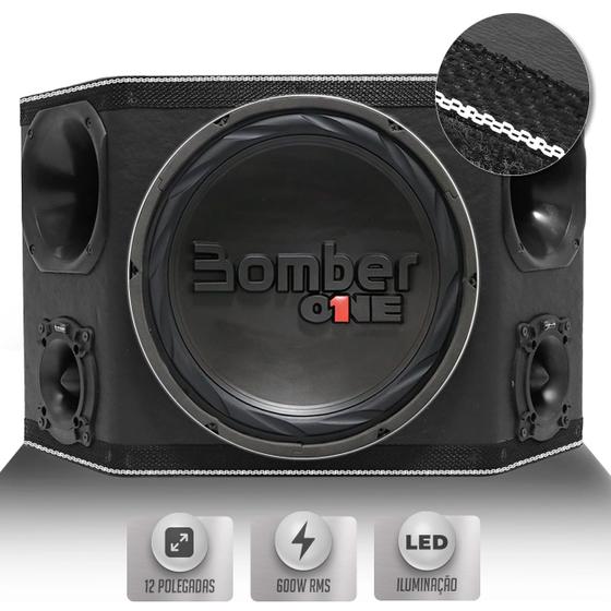 Imagem de Caixa Som Trio Bomber 600W RMS Subwoofer B-One 12 Pol 2 Driver 2 Tweeter Grave Forte Porta Malas LED