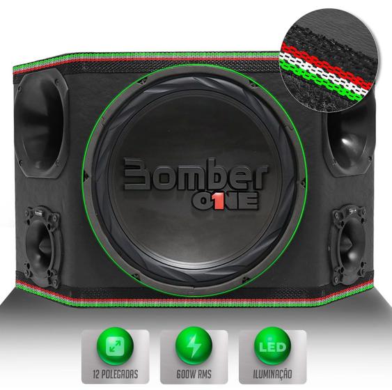 Imagem de Caixa Som Trio Bomber 600W RMS Subwoofer B-One 12 Pol 2 Driver 2 Tweeter Grave Forte Porta Malas LED