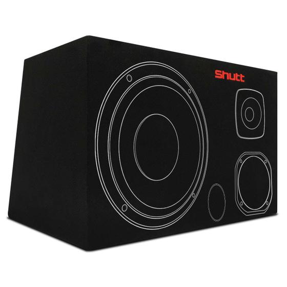 Imagem de Caixa Som Trio Dutada Subwoofer 12 Polegadas 45 Litros Carpete Preta Shutt