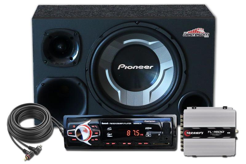 Imagem de Caixa Som Trio Subwoofer Pioneer 12" + Driver E Tweeter + Cabo + Radio Usb Sd Mp3 Bluetooth