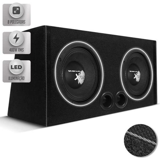 Imagem de Caixa Som Ultra Slim Amplificada Shutt 400w RMS Subwoofer Concept 8 Pol Grave Forte Banco Carro LED