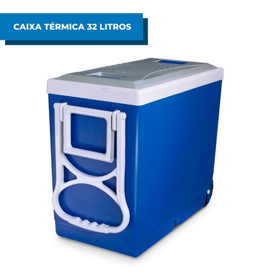 Imagem de Caixa Super Térmica Cooler 32 Litros Arqplast Com Alça e Rodinhas
