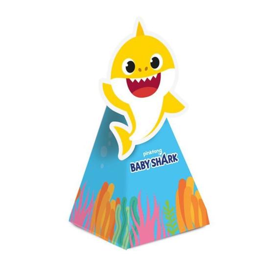 Imagem de Caixa Surpresa Cone Baby Shark Para Lembrancinha Festa Aniversário 8 Unidades