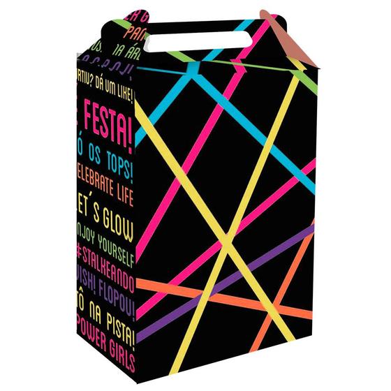 Imagem de Caixa Surpresa Festa Neon - 9x5x13cm - 8 unidades - Festcolor - Rizzo Embalagens