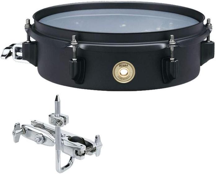 Imagem de Caixa Tama Metalworks Black Steel 10x3 Mini-Tymp Snare BST103MBK com Clamp Timbalito com Caixa