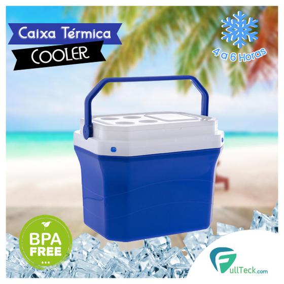Imagem de Caixa Térmica Azul Cooler 40 Litros Praia E Cerveja C/ Alça
