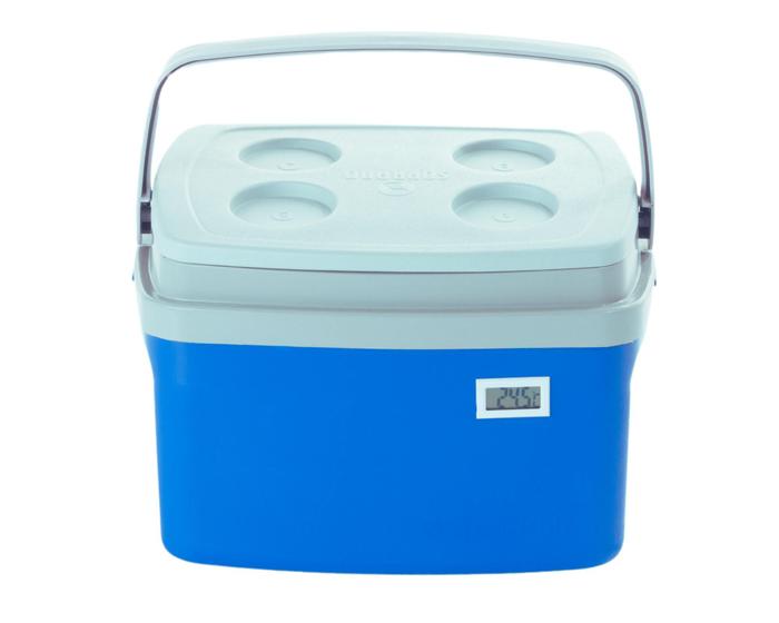 Imagem de Caixa Térmica Cooler 12 litros com Termômetro Digital Certificado de Calibração para Transporte Vacinas Medicamentos e Refrigerados