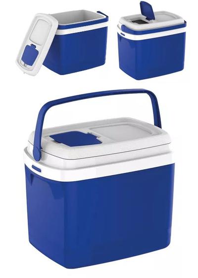 Imagem de Caixa Termica Cooler Bebidas 32L Azul Alça Resistente Grande Soprano