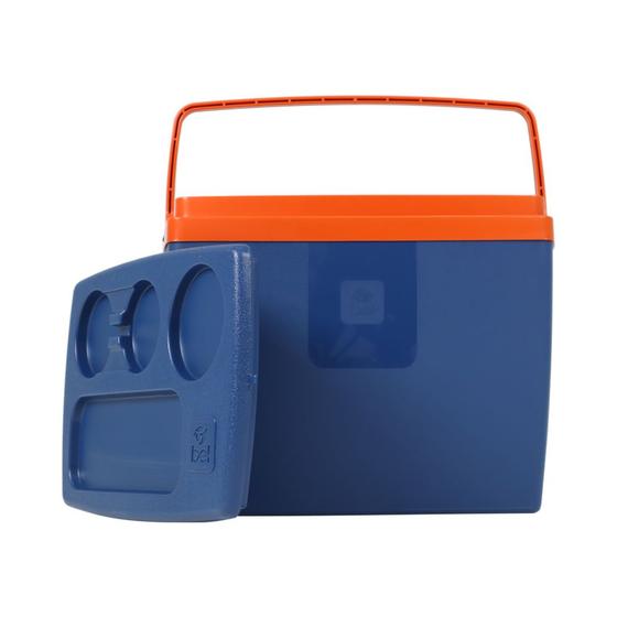 Imagem de Caixa Térmica Cooler Bel 18 Litros Azul E Laranja Crepúsculo Com Alça Para Transporte E Trava De Segurança