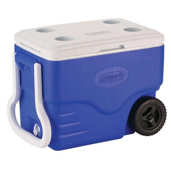 Caixa Térmica Cooler com Rodas Azul Royal 38L - Coleman Menor preço em Caixa Térmica Cooler com Rodas Azul Royal 38L - Coleman