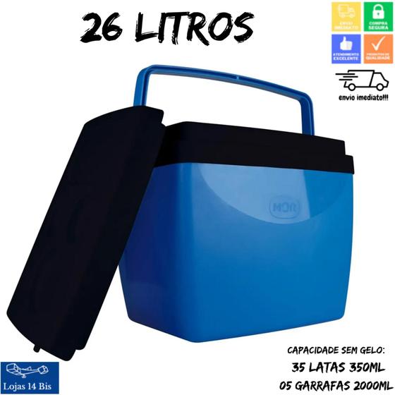 Caixa Térmica Cooler Mor 18 Litros Com Alça Azul Com Preto