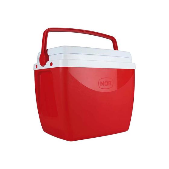 Imagem de Caixa Térmica Cooler Vermelha 18 Litros com Alça e Porta Copos MOR