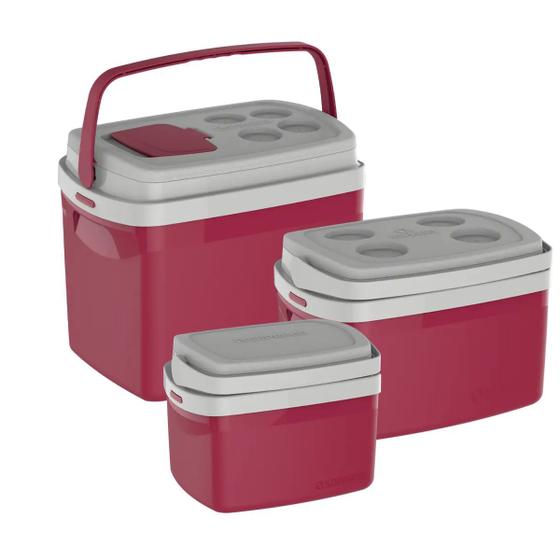 Caixa Térmica Kit Com 3 Coolers 5L 12L 32L Vermelho Soprano - Caixa ...