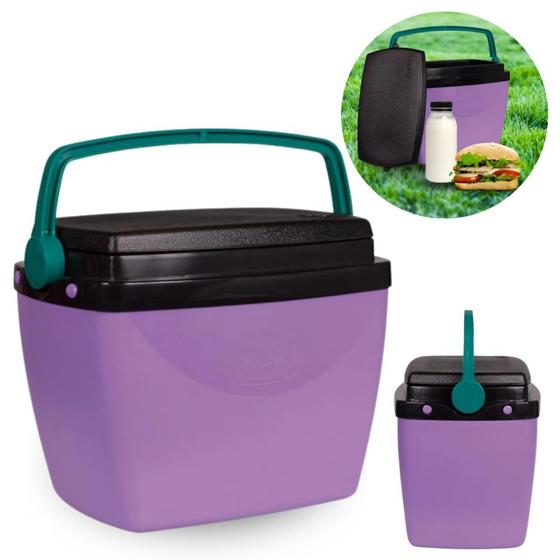 Imagem de Caixa Termica Lilas / Roxa Cooler Pequeno 6 Litros Mor / 8 Latas / para Lanches e Bebidas