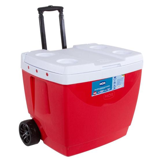 Caixa Térmica Viagem Camping Cooler 42L com Rodinhas Até 56 Latas Mor Suporte p/ Copo Alça Retrátil Menor preço em Caixa Térmica Viagem Camping Cooler 42L com Rodinhas Até 56 Latas Mor Suporte p/ Copo Alça Retrátil