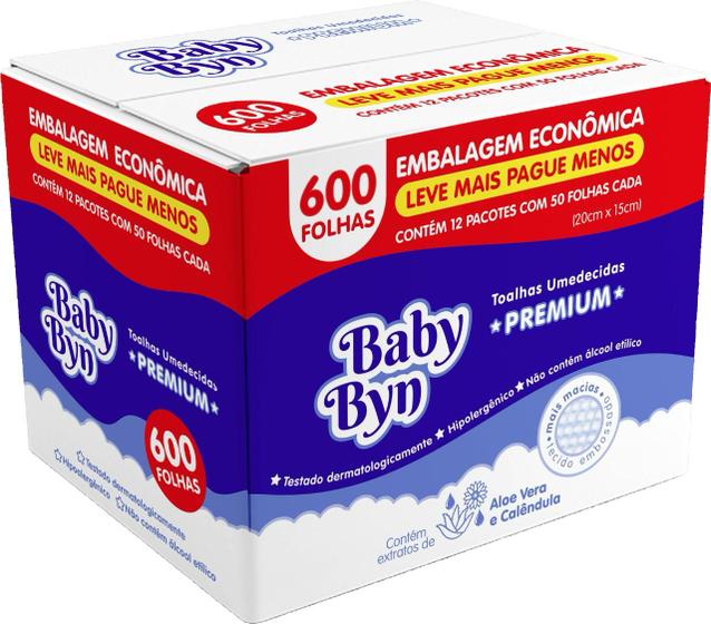 Imagem de Caixa Toalha Umedecida Baby Byn Premium 12 Pacotes 600 Lenços