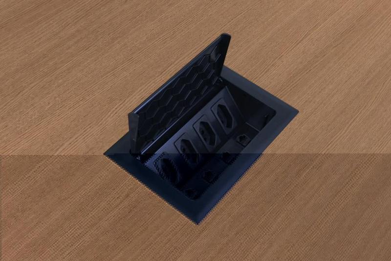 Imagem de Caixa Tomada Mesa Embutir 4 Tomadas 2 Rj45 + 1 Usb + 1 Hdmi Preta