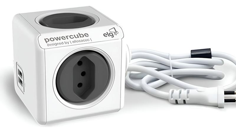 Imagem de Caixa Tomada Usb Mesa Escritório Power Cube Cabo De 3m - PWC X4U/3M