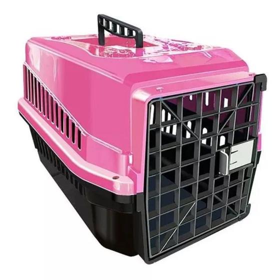 Imagem de Caixa Transporte P/ Animal de Porte Pequeno Gatos Cães Rosa