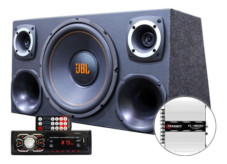 Imagem de Caixa Trio Completa Sub Jbl 12 + Radio Bt + Modulo Taramps