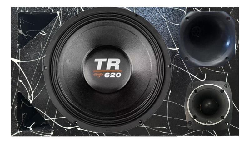 Imagem de Caixa trio duto triângulo alto falante triton tr 620 tweeter compet cores