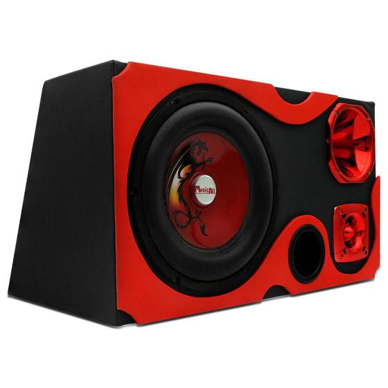 Imagem de Caixa Trio Grafitada Vermelha Musicall 480W RMS Alto Falante 12" + Driver + Tweeter